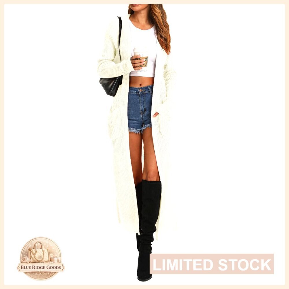 Long Sleeve Split Hem Cardigan Sweater with Pockets